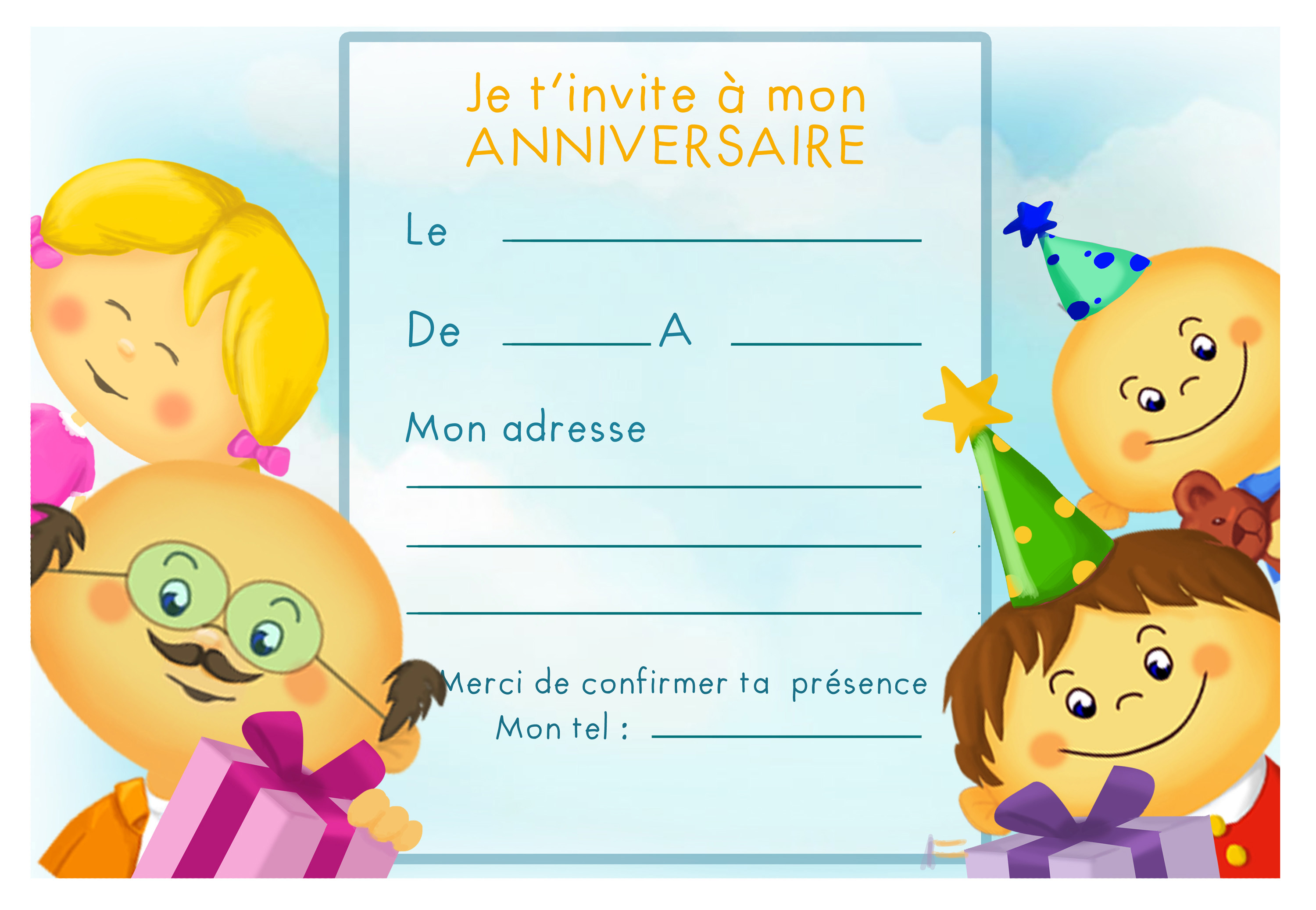 Carte Invitation Anniversaire Enfant Gateau Ballon gratuit à imprimer (carte  2819)