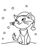 Coloriage le chat à la neige