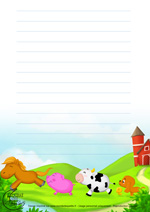 Papier à lettre sur les animaux de la ferme