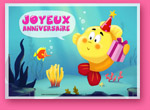 Carte d'anniversaire: les poissons joyeux