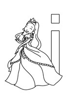Coloriage gratuit à imprimer de l'alphabet des princesses