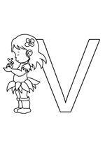 Coloriage à imprimer de la lettre V pour apprendre l'alphabet à nos petites princesses