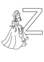 Coloriage éducatif pour apprendre l'alphabet avec des princesses